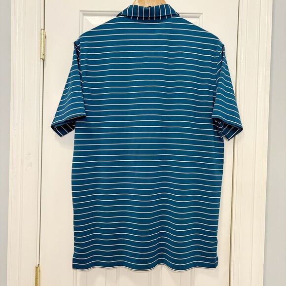 Masters Tech Golf Polo Shirt Stripe Size M Stretch Performance Fabric - Picture 2 of 8